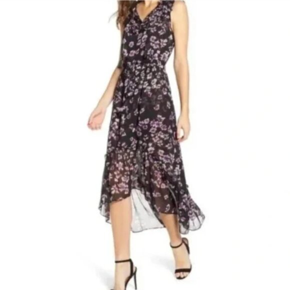 Misa Los Angeles Catherine dress in Black Purple Floral - Picture 3 of 11
